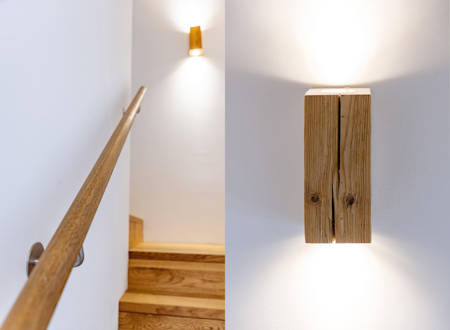 Holztreppe, Holzlampe